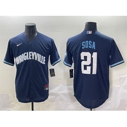 Men Chicago Cubs 21 Sammy Sosa Navy City Connect Stitched Baseball Jersey