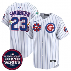 Men Chicago Cubs 23 Ryne Sandberg White 2025 Tokyo Series Limited Stitched Baseball Jersey
