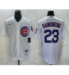 Men Chicago Cubs 23 Ryne Sandberg White Stitched Cool Base Nike Jersey