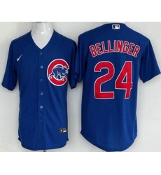 Men Chicago Cubs 24 Cody Bellinger Blue Cool Base Jersey