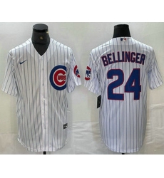 Men Chicago Cubs 24 Cody Bellinger White Stitched Cool Base Nike Jersey