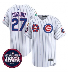 Men Chicago Cubs 27 Seiya Suzuki White 2025 Tokyo Series Limited Stitched Baseball Jersey Men Chicago Cubs 27 Seiya Suzuki White 2025 Tokyo Series Limited Stitched Baseball Jersey