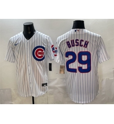 Men Chicago Cubs 29 Michael Busch White Cool Base Stitched Baseball Jersey