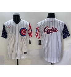 Men Chicago Cubs Team Big Logo White Pinstripe 2025 Independence Day Vapor Premier Limited Stitched Baseball Jersey Men Chicago Cubs Team Big Logo White Pinstripe 2025 Independence Day Vapor Premier Limited Stitched Baseball Jersey