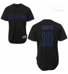 Mens Majestic Chicago Cubs 10 Ron Santo Replica Black Fashion MLB Jersey