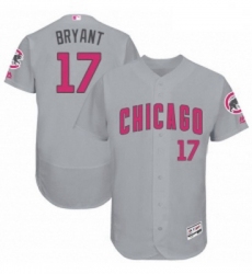 Mens Majestic Chicago Cubs 17 Kris Bryant Grey Mothers Day Flexbase Authentic Collection MLB Jersey