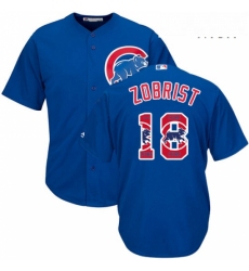 Mens Majestic Chicago Cubs 18 Ben Zobrist Authentic Royal Blue Team Logo Fashion Cool Base MLB Jersey