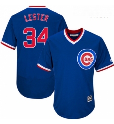 Mens Majestic Chicago Cubs 34 Jon Lester Replica Royal Blue Cooperstown Cool Base MLB Jersey
