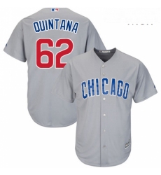 Mens Majestic Chicago Cubs 62 Jose Quintana Replica Grey Road Cool Base MLB Jersey 