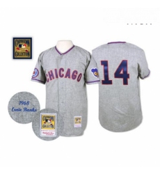 Mens Mitchell and Ness 1968 Chicago Cubs 14 Ernie Banks Replica Grey Throwback MLB Jersey