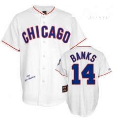 Mens Mitchell and Ness Chicago Cubs 14 Ernie Banks Replica White 1968 Throwback MLB Jersey