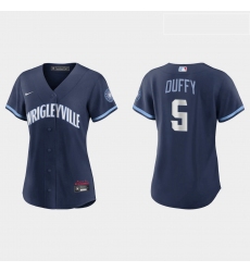 Chicago Cubs 5 Matt Duffy Women Nike 2021 City Connect Navy MLB Jersey