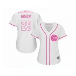 Womens Chicago Cubs 29 Brad Brach Authentic White Fashion Baseball Jersey 