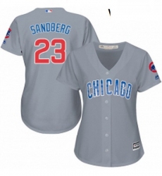 Womens Majestic Chicago Cubs 23 Ryne Sandberg Replica Grey Road MLB Jersey