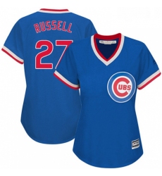 Womens Majestic Chicago Cubs 27 Addison Russell Authentic Royal Blue Cooperstown MLB Jersey