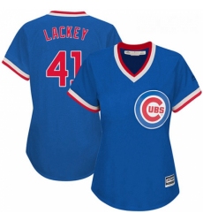 Womens Majestic Chicago Cubs 41 John Lackey Authentic Royal Blue Cooperstown MLB Jersey