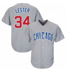 Youth Majestic Chicago Cubs 34 Jon Lester Authentic Grey Road Cool Base MLB Jersey