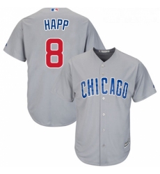 Youth Majestic Chicago Cubs 8 Ian Happ Replica Grey Road Cool Base MLB Jersey 