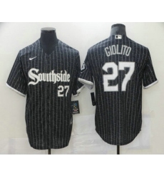 Men Chicago White Sox 27 Lucas Giolito Black With Small Number 2021 City Connect Stitched MLB Cool Base Nike Jersey