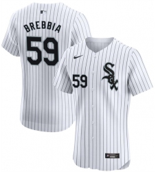 Men Chicago White Sox 59 John Brebbia White Elite Stitched Baseball Jersey