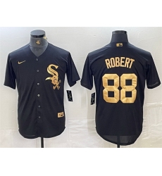 Men Chicago White Sox 88 Luis Robert Black Cool Base Stitched Jersey