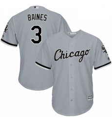 Mens Majestic Chicago White Sox 3 Harold Baines Grey Road Flex Base Authentic Collection MLB Jersey