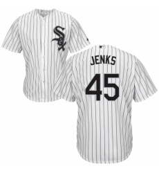 Mens Majestic Chicago White Sox 45 Bobby Jenks White Home Flex Base Authentic Collection MLB Jersey