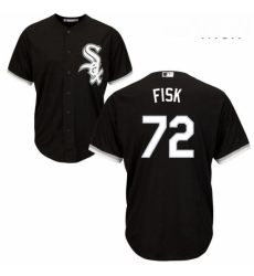 Mens Majestic Chicago White Sox 72 Carlton Fisk Replica Black Alternate Home Cool Base MLB Jersey