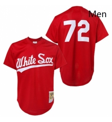 Mens Mitchell and Ness 1990 Chicago White Sox 72 Carlton Fisk Authentic Red Throwback MLB Jersey
