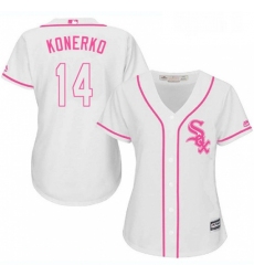 Womens Majestic Chicago White Sox 14 Paul Konerko Authentic White Fashion Cool Base MLB Jersey