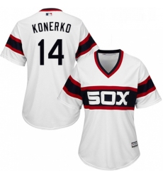 Womens Majestic Chicago White Sox 14 Paul Konerko Replica White 2013 Alternate Home Cool Base MLB Jersey