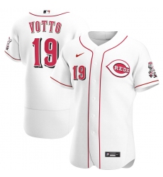 Men Cincinnati Reds 19 Joey Votto Men Nike White Home 2020 Flex Base Player MLB Jersey