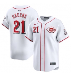 Men Cincinnati Reds 21 Hunter Greene White Home Limited Stitched Baseball Jersey