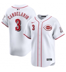 Men Cincinnati Reds 3 Jeimer Candelario White Home Limited Stitched Baseball Jersey