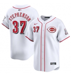 Men Cincinnati Reds 37 Tyler Stephenson White Home Limited Stitched Baseball Jersey