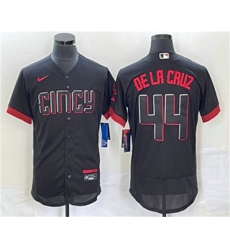 Men Cincinnati Reds 44 Elly De La Cruz Black 2023 City Connect Flex Base Stitched Baseball Jersey
