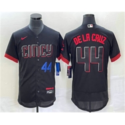Men Cincinnati Reds 44 Elly De La Cruz Number Black 2023 City Connect Flex Base Stitched Baseball Jersey1