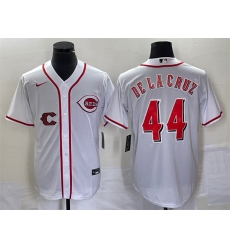 Men Cincinnati Reds 44 Elly De La Cruz White Cool Base Stitched Baseball Jersey