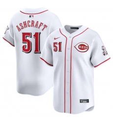 Men Cincinnati Reds 51 Graham Ashcraft White Home Limited Stitched Baseball Jersey