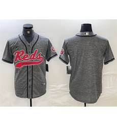 Men Cincinnati Reds Blank Grey Cool Base Stitched Baseball Jersey