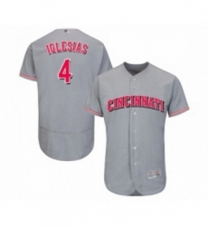 Mens Cincinnati Reds 4 Jose Iglesias Grey Road Flex Base Authentic Collection Baseball Jersey