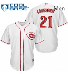 Mens Majestic Cincinnati Reds 21 Michael Lorenzen Replica White Home Cool Base MLB Jersey