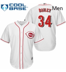 Mens Majestic Cincinnati Reds 34 Homer Bailey Replica White Home Cool Base MLB Jersey