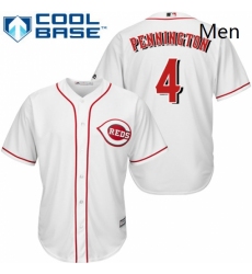 Mens Majestic Cincinnati Reds 4 Cliff Pennington Replica White Home Cool Base MLB Jersey 