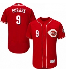 Mens Majestic Cincinnati Reds 9 Jose Peraza Red Alternate Flex Base Authentic Collection MLB Jersey