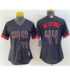 Women Cincinnati Reds 44 Elly De La Cruz Number Black 2023 City Connect Cool Base Stitched Baseball Jersey4