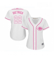 Womens Cincinnati Reds 22 Derek Dietrich Replica White Fashion Cool Base Baseball Jersey 