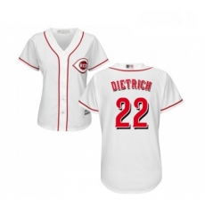 Womens Cincinnati Reds 22 Derek Dietrich Replica White Home Cool Base Baseball Jersey 