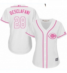 Womens Majestic Cincinnati Reds 28 Anthony DeSclafani Authentic White Fashion Cool Base MLB Jersey