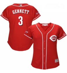 Womens Majestic Cincinnati Reds 3 Scooter Gennett Authentic Red Alternate Cool Base MLB Jersey 
